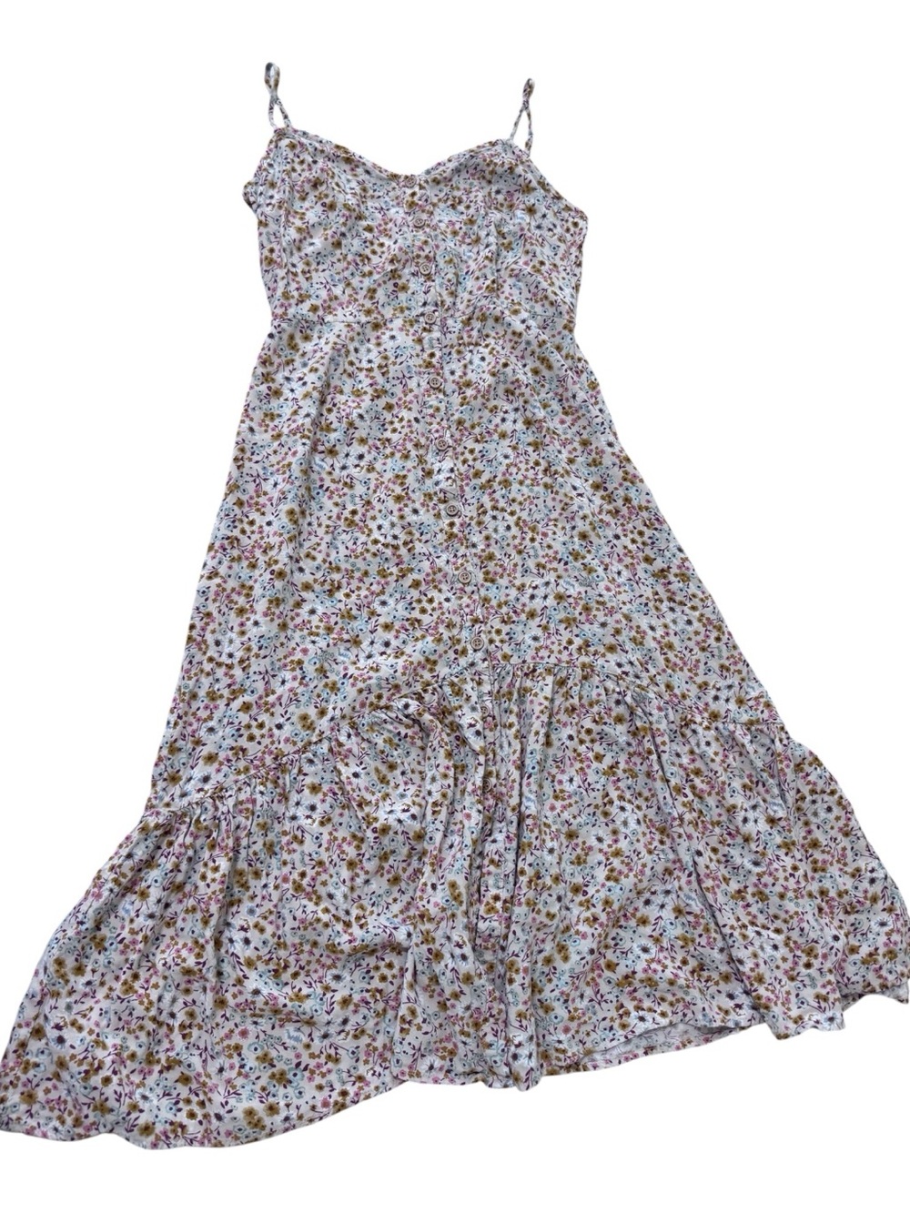 Mimi Chica White Floral Midi Sundress with Spaghetti Straps - Picture 2 of 8
